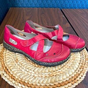 Rieker Red Mary Jane Women’s Size 41 Colourful Comfortable Office Casual Fall